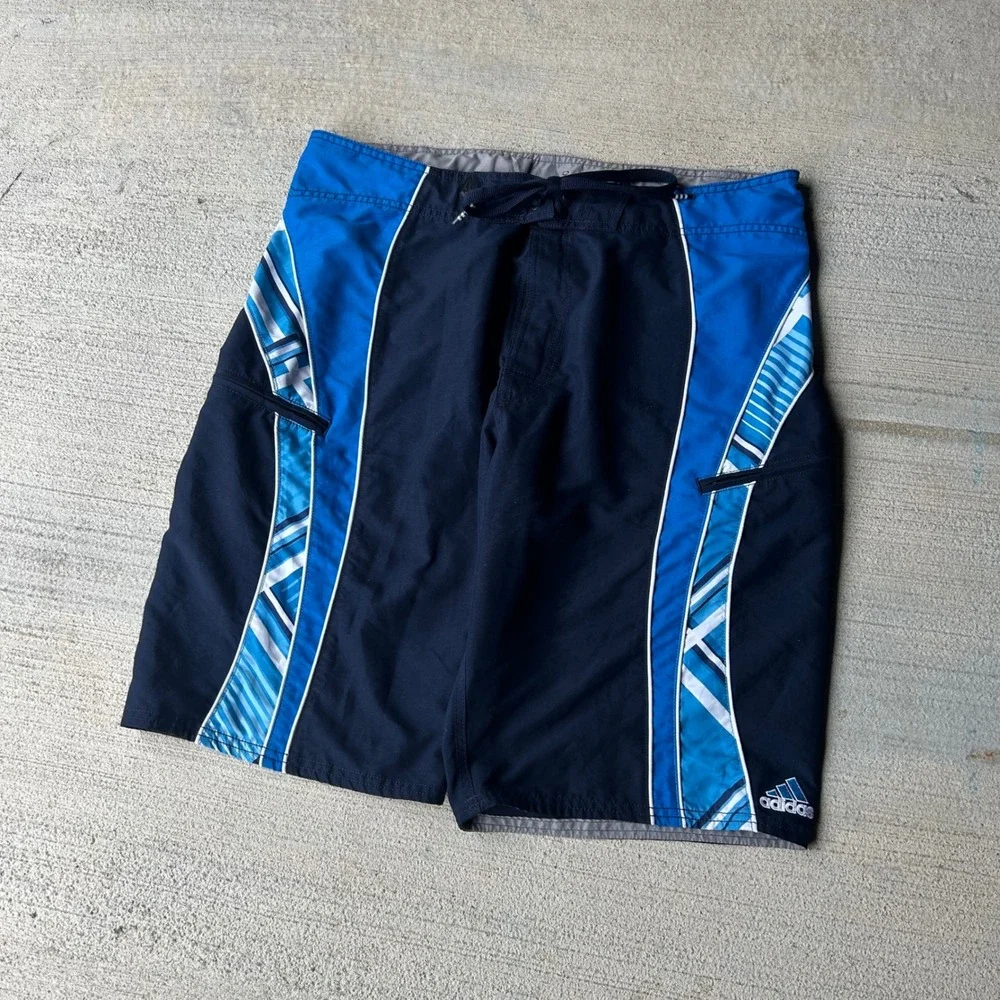 Vintage 2000s Adidas Mens Graphic Board Shorts Swim Trunks